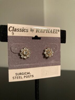 Classics by Raphael Gold-Tone Floral Crystal Stud Earrings in Clear
